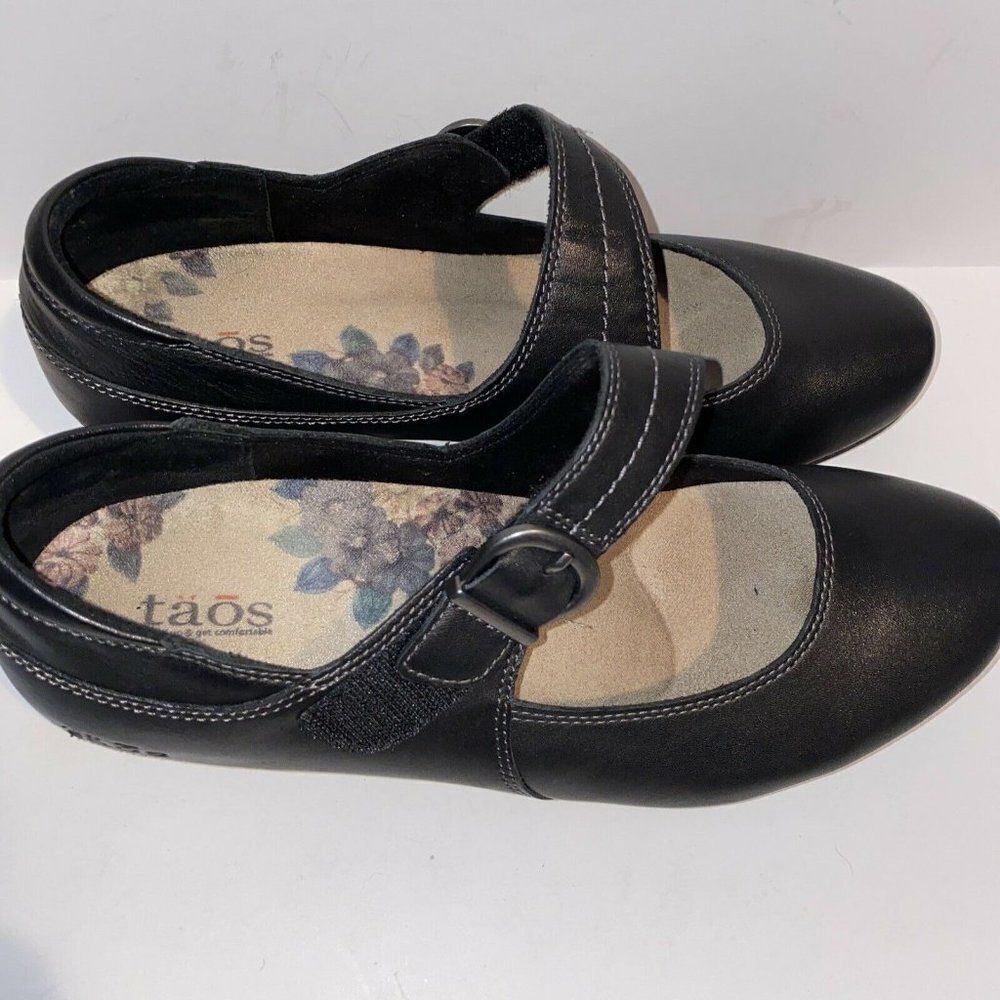 Taos Black Leather Mary Jane With Buckle Women 7.5
